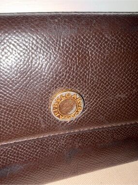 Bulgari Brown Leather Men’s Wallet with Gold Logo Accent